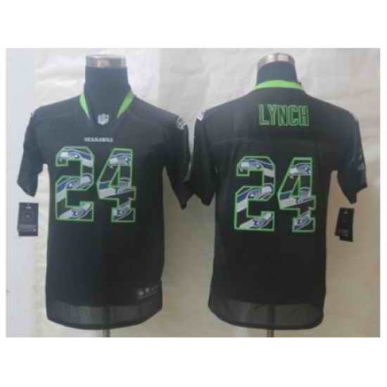 Youth Nike Seattle Seahawks #24 Lynch Black Jerseys(Lights Out Stitched)